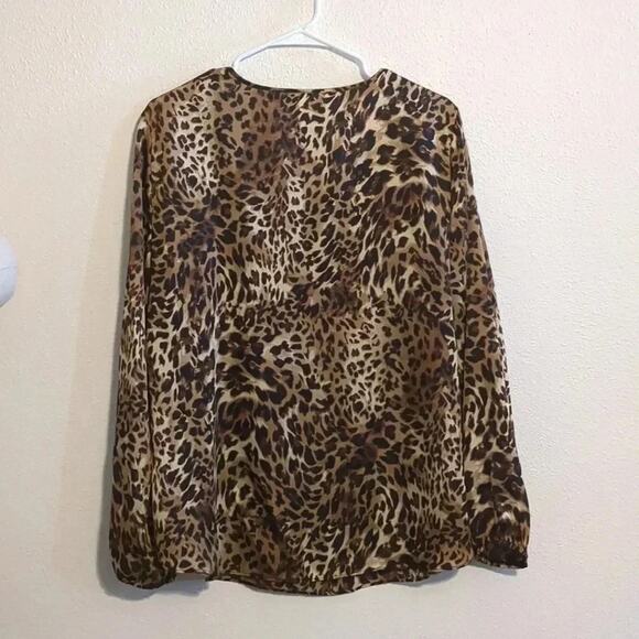 Chicos Animal Print Long Sleeve Blouse Tie Front Chicos Size 2 - US size M 12 - Picture 5 of 5